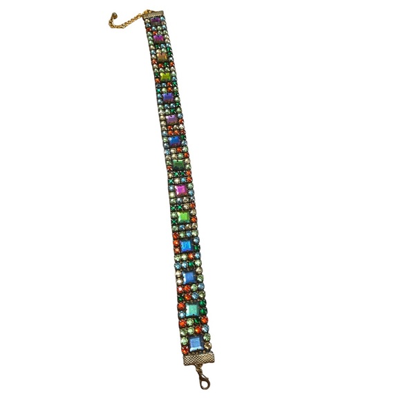 Vintage Jewelry - Vintage Multicolored Rhinestone Choker